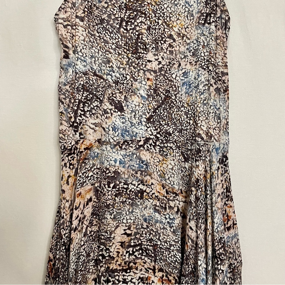 DKNY Boho Printed Midi Dress Artsy Handkerchief Hemline - Picture 12 of 15